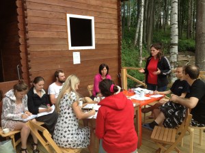 Amanda leads training.